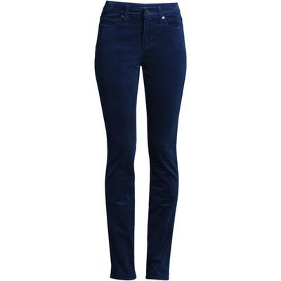 Straight Leg Stretch Cord Jeans, Mid Rise, Women, size: 12 34, regular, Blue, Cotton-blend, by Lands' End