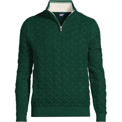 Textured Drifter Half Zip Jumper, Men, size: 38-40, regular, Green, Cotton, by Lands' End