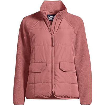 Sherpa and Quilt Jacket, Women, size: 20-22, plus, Red, Polyester, by Lands' End