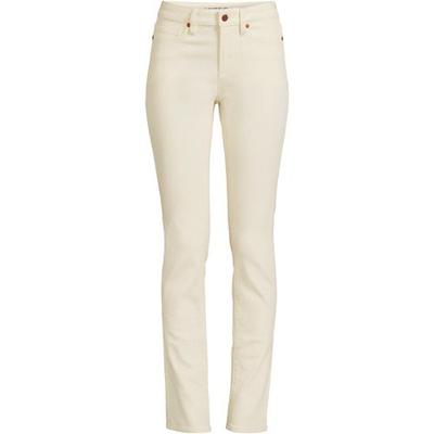 Straight Leg Jeans, Mid Rise, Women, size: 28/28, plus, Ivory, Spandex/Cotton-blend/Poly-blend, by Lands' End