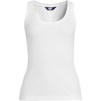 Pointelle Ribbed Scoop Neck Vest, Women, size: 16-18, regular, White, Spandex/Cotton-blend, by Lands' End