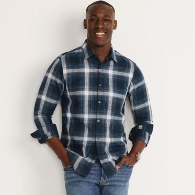 Large Check Twill Shirt, Men, size: 50-52, regular, Blue, Cotton, by Lands' End
