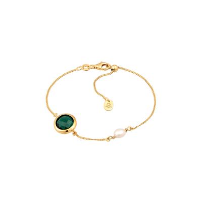 Elli PREMIUM Süßwasserzuchtperle Quarz Grün 925 Sterling Silber goldfarben Damen Image