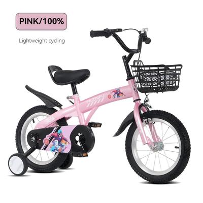 18 Inch Kids Bike with Adjustable Saddle, Dual Brakes and Training Wheels Steel Frame Bicycle for Ages 5-10