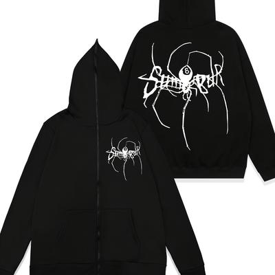 TEMU Men's Casual Polyester Varsity Jacket With Hood - 100% Polyester Knit Fabric, Stretch, Zippered Closure, Hooded Collar, Regular Fit, - Lightweight Outerwear Image