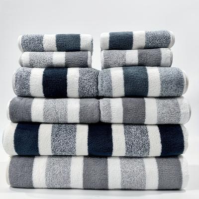 TEMU 10-pack Super Fleece Bath Towel Set 2 Bath Towels 27 X 55 Inch, 4 Washcloths X 30 Inch, Towels 11.8 X 11.8 Inch, Quick Drying, Absorbent And Lightweight, Towel Bathroom Towel Set Image