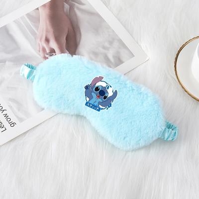 TEMU 1pc Stitch Cartoon Sleep Mask - Cute Plush Mask With 4 Color Options, Soft Polyester Fabric, Sleeping, Travel, And Gifts, Sleep Mask For Travel, Design, Image