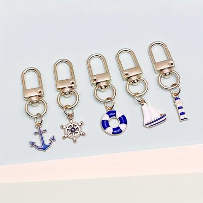 TEMU 5pcs/set Anchor, , Sailboat Pendant, Men' Keychain, Backpack Pendant Decoration, Men's Small Gift Image