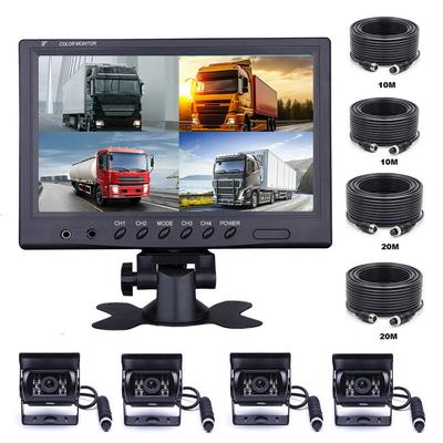 TEMU Vehicle Backup Camera 9'' Split Monitor Vehicle Backup With 4x4pin 18 Ir Night Reversing Cameras For Trucks/ Rv/ Trailer/ Bus