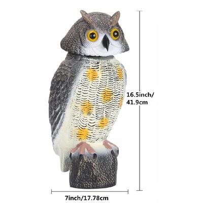TEMU Rotating Head Plastic Owl Decoy Bird Sculpture - Realistic Garden & Yard Protection, Outdoor Decorative Pest Repellent With Lifelike Design, Weather-resistant For Use Image