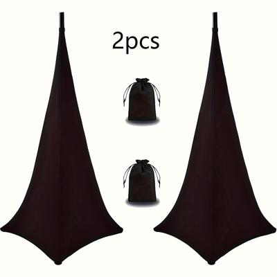 TEMU 2-pack Dj Speaker Cone Covers With Storage Bags, 360-degree Stretch Polyester Tripod Skirt For Stage, Gig, Wedding, Banquet Events - White Image