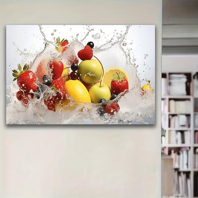 TEMU Canvas Art Print - Wall Decor For Living Room, Office, Or Restaurant - Lemon, Strawberry, & Cherry Design - Or Birthday Gift, Living Room Artwork | | Poster Image