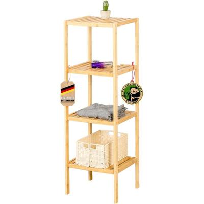TEMU Bamboo Shelf – Slim Freestanding Shelf For Bathroom, Bedroom & Living Room – 3/5 Tiers – Wooden Shelf Image
