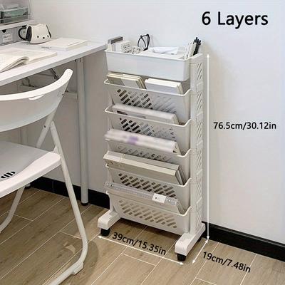 TEMU 1pc Large Capacity Movable Storage Rack, White Plastic Corner Shelf For Kitchen And Bathroom Organization, Shelves Image