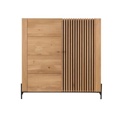 Massivholz »Ascona« Highboard II 140x140x45 cm / mit Inlay Anthrazitglas Image