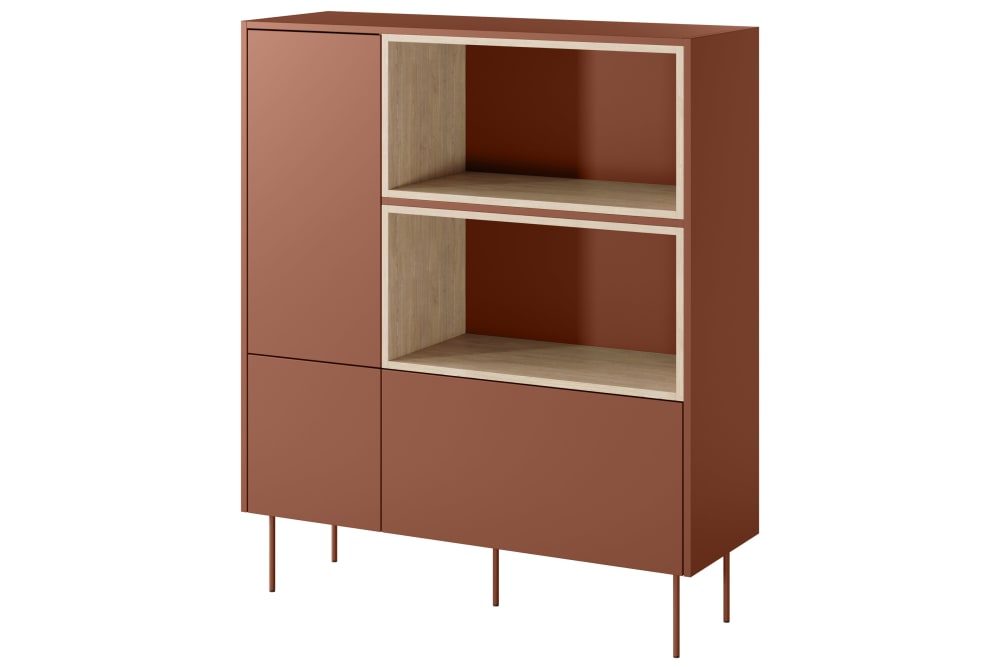 Cassettiera 2 ante 1 cassetto con piede in metallo 120x140 cm