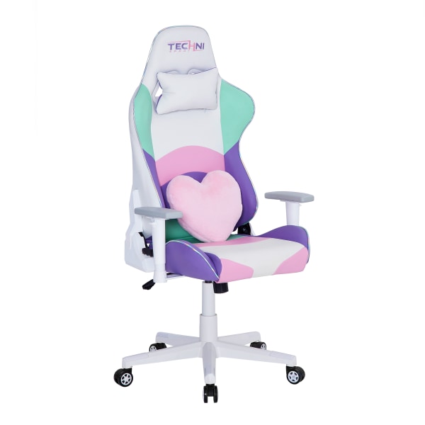 Techni Sport Kawaii Ergonomic Faux Leather Computer Gaming Chair, Multicolor