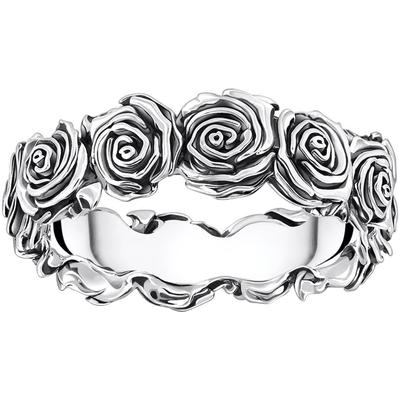 Fingerring THOMAS SABO "Ring Midnight Rose, TR2488-637-21-54-66" Gr. 62, silber (silberfarben), Fingerringe, Damen, 62, Silber 925 (Sterlingsilber), 5,5mm Image