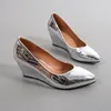 2025 frühling Sommer Keile Heels Frauen Party Schuhe Mode Spitz Büro Damen Pumps Plus Größe 42 Gold