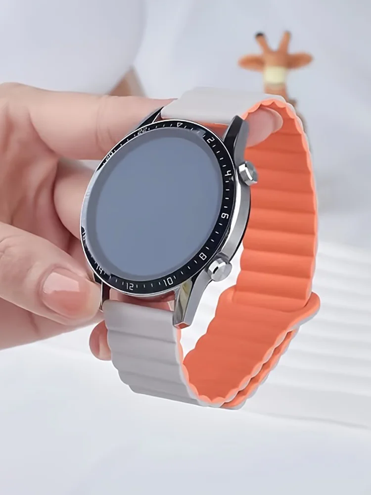 20 mm 22 mm Magnetschlaufenband für Samsung Galaxy Watch 7/6/5 Pro/4/Classic/Active 2 Silikon-Gliederarmband Huawei GT 2e 3-4 Armband Image