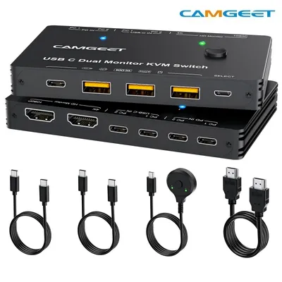 NEW USB C KVM Switch 2 PC 2 Monitors, KVM Switch Dual Monitor HDMI for 2 Laptops, 2 USB C MST Port,KVM Switches USBC 2 in 2 Out