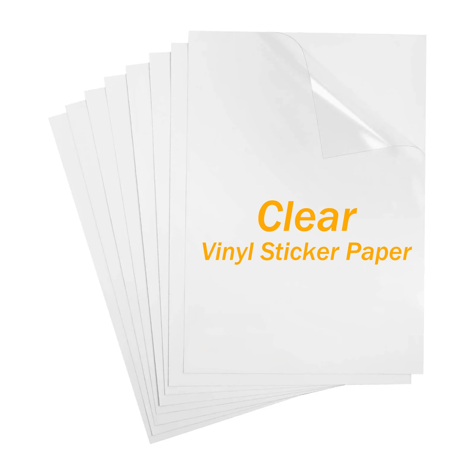 10–50 Blatt A4 transparentes Vinyl-Aufkleberpapier, nicht wasserfest, selbstklebend, für Tintenstrahldrucker, Büro- und Heimetikettenpapier (8,3 x 11,7 Zoll) Image