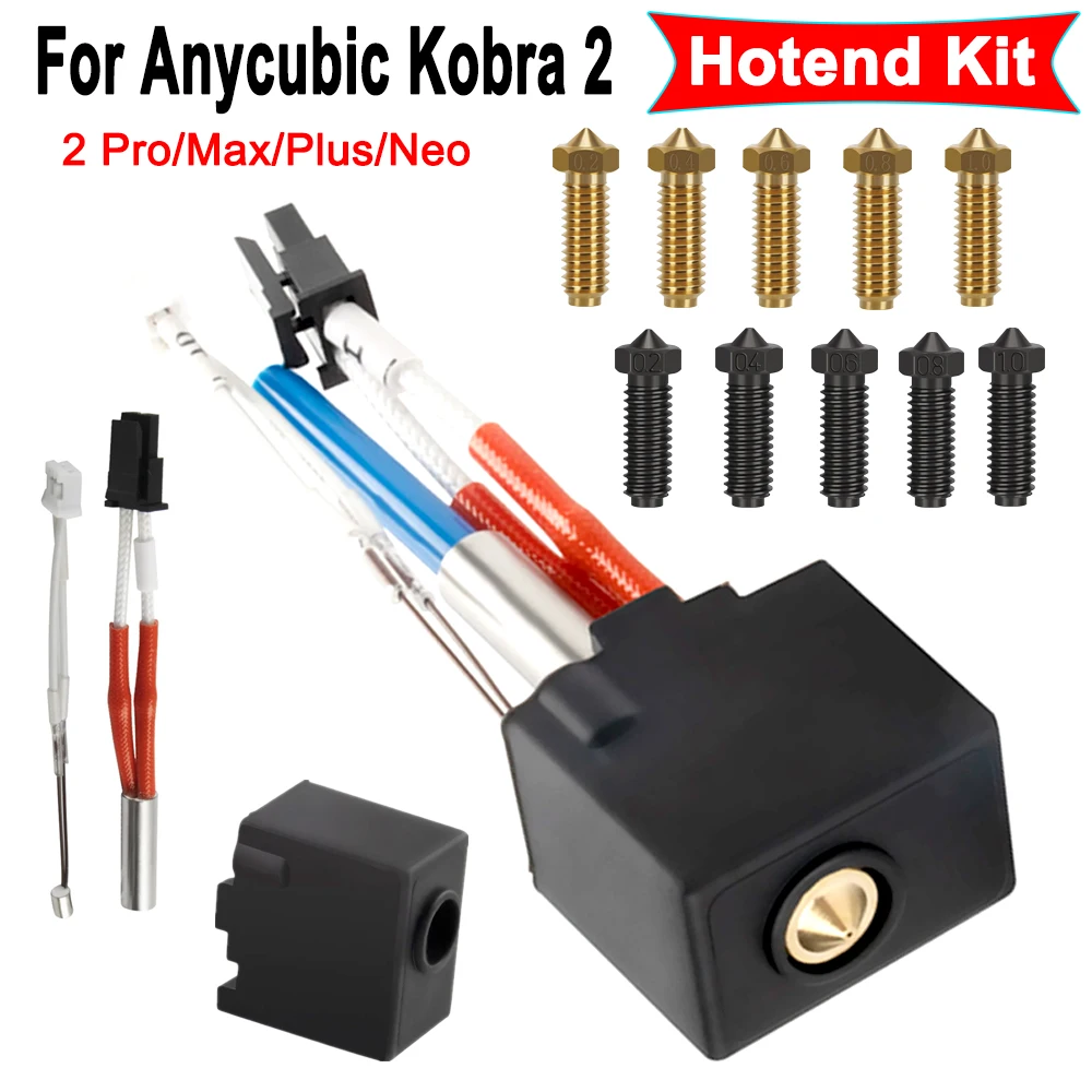 Für Anycubic Kobra 2 Plus/Max/Neo/Pro 3D Drucker Messing Hartstahl Vulkan Düse 0,4 0,6 0,8 1,0mm Für Kobra 2 hotend kit Teile Image