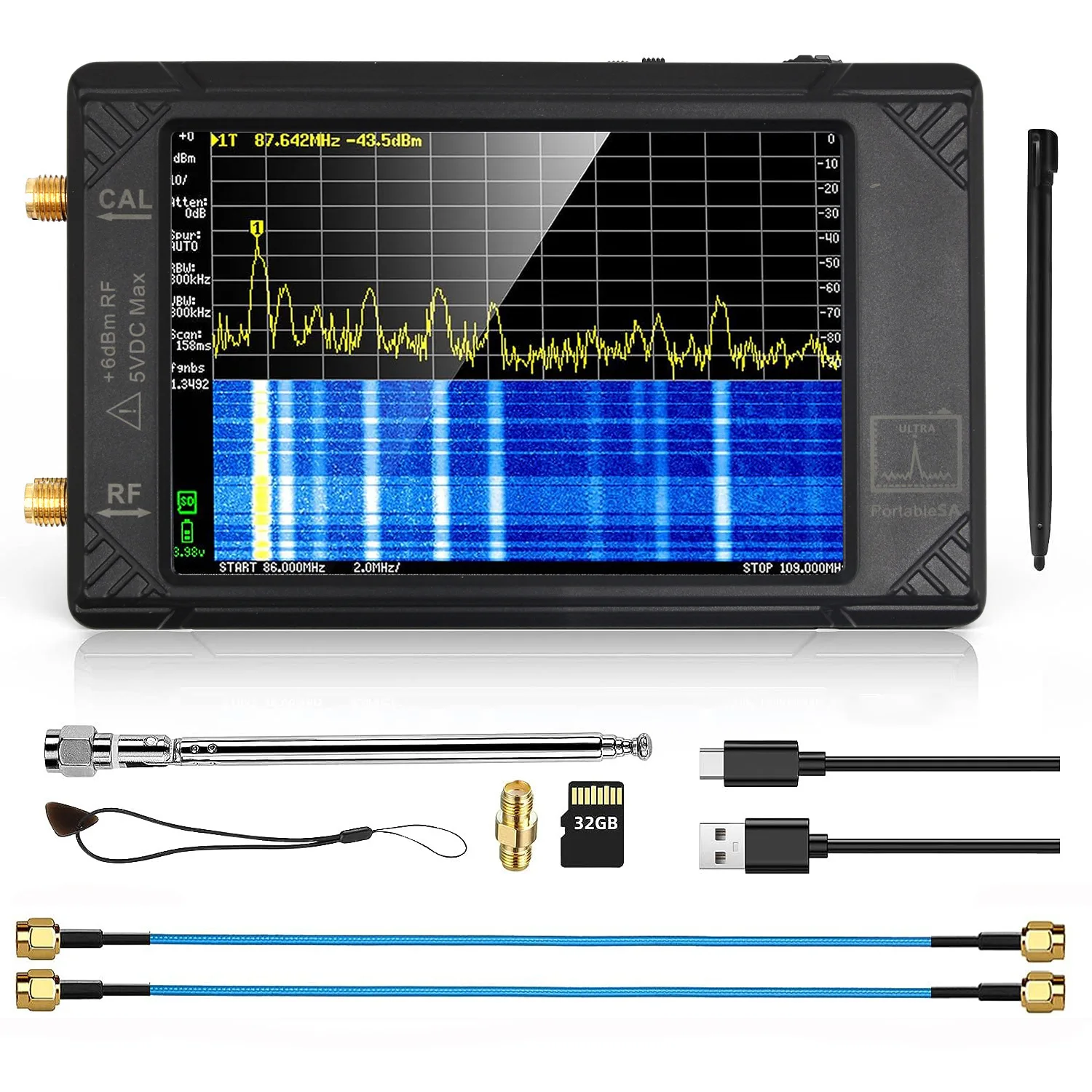 Neuer tragbarer Tiny Spectrum Analysator 100k-5,3GHz HF-Signalgenerator mit 4-Zoll-Display für TinySA ULTRA mit Akku Image