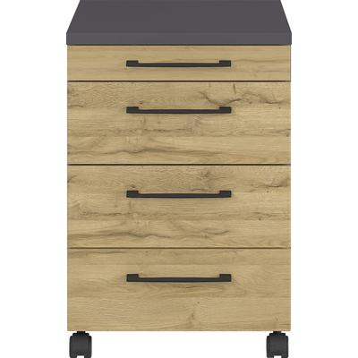 Rollcontainer GERMANIA "Profi 3.0", grau (graphit, grandson, eiche, nachbildung), B:42cm H:61cm T:49cm, Spanplatte, Rollwagen, mit feststellbaren Laufrollen Image