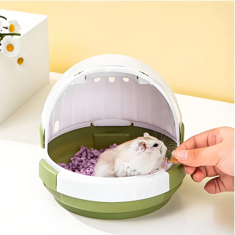 Hamster-Reisekäfig, tragbarer Reiseetui für kleine Haustiere mit Wasserspender, Bodennetz für Meerschweinchen, Igel, Frettchen, Tragetasche für Haustiere