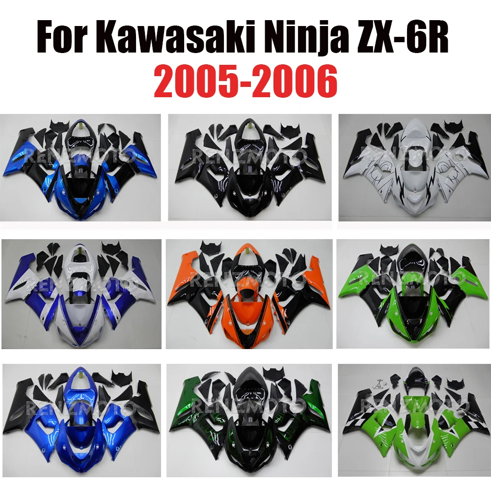 Motorrad-Verkleidungsset für KAWASAKI ZX6R ZX-6R ZX-636 2005 2006, Karosserie-Set, hochwertige ABS-Einspritzung, neu, grün, 05 06