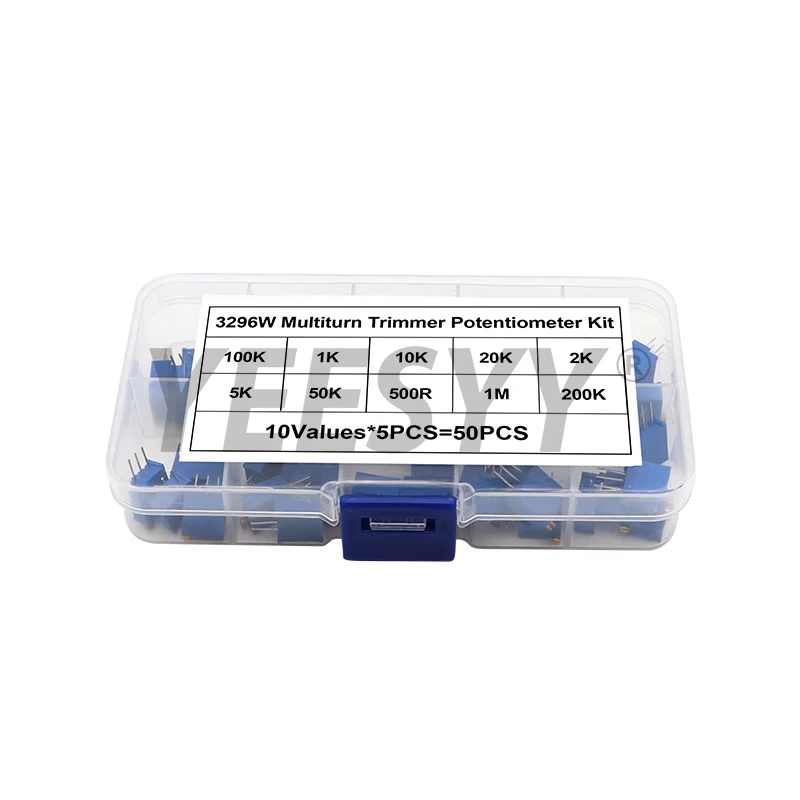 50 teile/los 3296 W Multiturn Trimmer Potentiometer Kit Hohe Präzision 3296 Variable Widerstand Mit Kostenloser Box elektronische diy kit Image