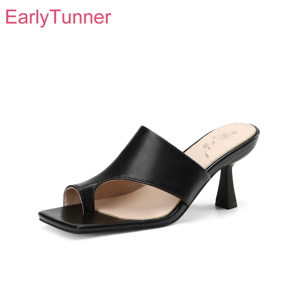 Neue Sommer Süße Aprikose Schwarz Frauen Hausschuhe Sexy 3 Zoll High Heel Dame Rutschen Plus Große Kleine Größe 32 43 46 48