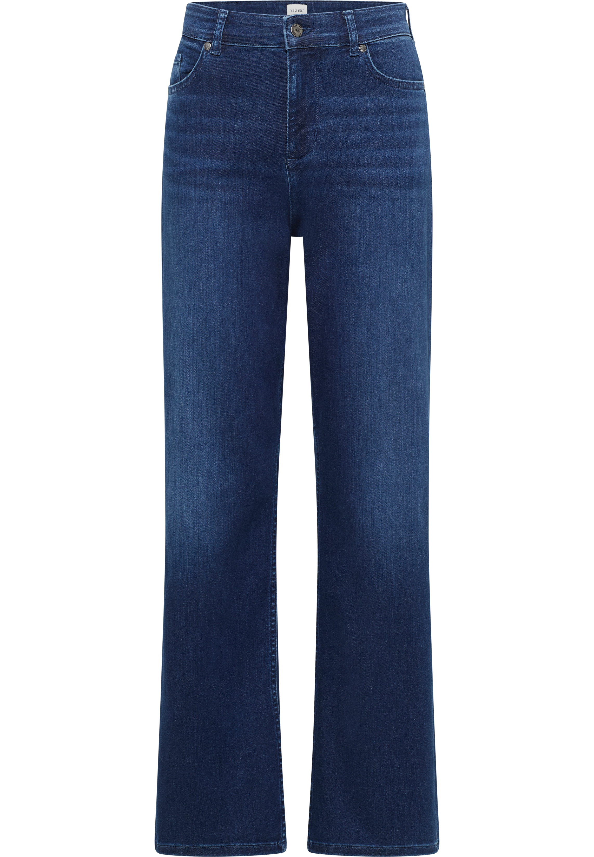 Weite Jeans MUSTANG "Madison Wide", Damen, Gr. 32, Länge 32, blau (medium), Denim/Jeans, Obermaterial: 78% Baumwolle, 10% Lyocell, 9% Elastomultiester, 3% Elasthan, unifarben, weit knöchellang, Jeans, im Five-Pocket Style