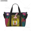 Borsa tote da spiaggia personalizzata Yayoi Kusama con pittura astratta da donna, palestra extra large, borse per la spesa da viaggio