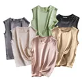 Birdsky, 1PC Canotte estive da donna Canottiera camicetta girocollo vera seta di gelso al 100%
