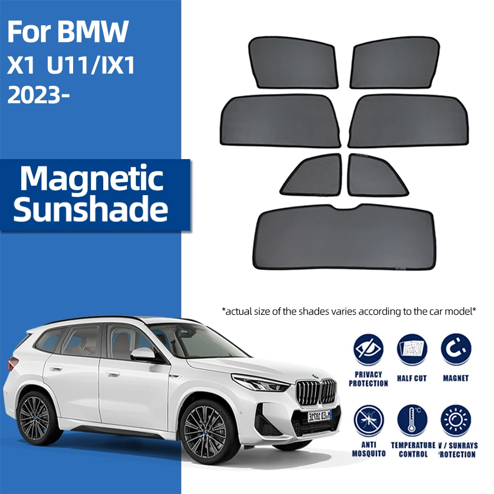 Pare-soleil magnétique pour voiture BMW X1 U11 IX1 2023-2024, rideau de pare-brise avant, fenêtre latérale arrière, pare-soleil en maille