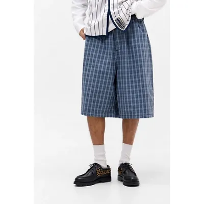 iets frans. Blue Check Pop Chino Shorts - Sky M at Urban Outfitters