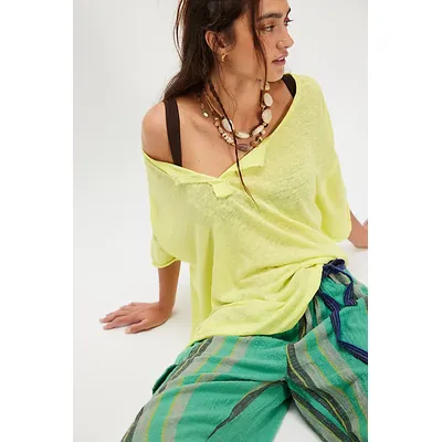 We The Free Like Butter Tee at Free People in Sunny Lime, Size: Medium