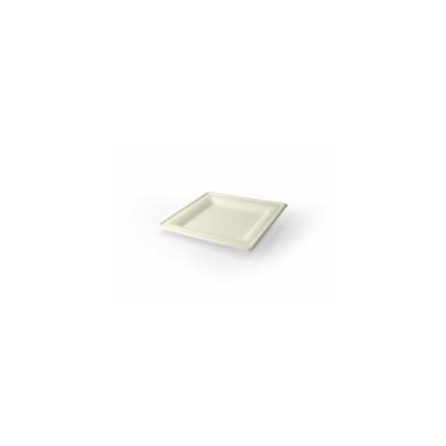 Teller aus Zuckerrohr in Weiss, viereck, 160 x 160x h 20 mm, 40 Stück