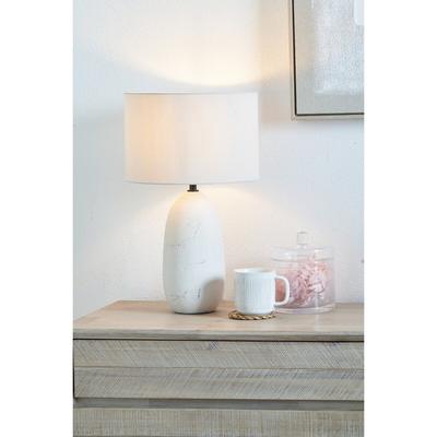 White Vintage Textured Ceramic Table Lamp