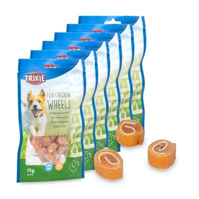 6x Trixie PREMIO Fish Chicken Wheels, Hundeleckerli mit Hühnerbrust und Fisch, 75g Image