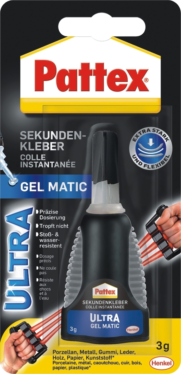 Pattex Sekundenkleber Ultra Gel Matic lösungsmittelfrei 3g Packung mit 6 Stück Image
