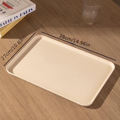 TEMU 1pc Durable Thick Plastic Tea Tray With Teapot & Cups - Rectangular Dessert Fruit Tray, Ideal For Breakfast Or Afternoon Tea, Kitchen Essentials|decorative Tray|glossy Finish Image