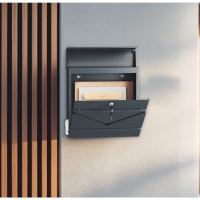 TEMU Xxl Mailbox, Letterbox, Newspaper Compartment, V-shaped Viewing Window, Lock, Modern, , Water-resistant, Rust-resistant, , Wall-mounted Image