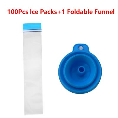 TEMU Senbowe Small Size 100/25 Disposable Ice Cream , Freezer Tube With Double Leak Zipper Seal, 1 Bright Pe Material, Used For Filling Snacks, , Juice And , Sticks,with Funnel - Blue Image