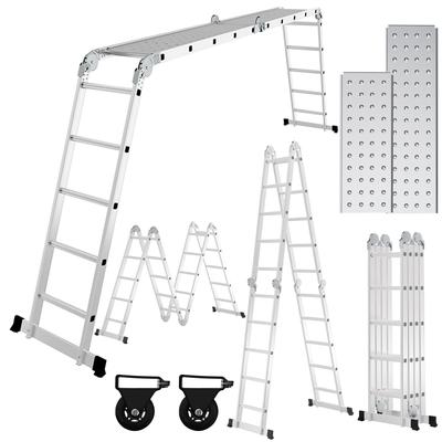 TEMU Folding Ladder 4x5 Steps 582 Cm Ladder Ladder Max.150kg, Stable And Durable Aluminum Construction, Non-slip Foot Caps, Versatile Locking Hinge Adjusters, Ideal For And Outdoor Construction Image