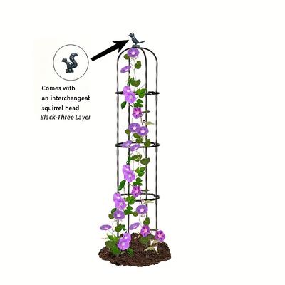 TEMU Heavy-duty Rust-proof Metal & Plastic Garden Trellis - White Round Obelisk Plant Support For Climbing Vines, Flowers, Vegetables & Fruits - Indoor/outdoor Use With Sturdy Base For Stability Image