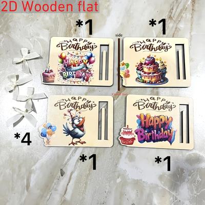 "TEMU 4pcs Wooden Birthday Hanging Ornaments - Colorful Cake, Balloons & Bird Designs With "happy Birthday" Banner, Festive Interior Decor For Cars, Perfect Gift For" Image
