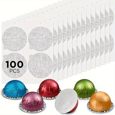 TEMU 100pcs Aluminum Foils Lids To Reuse Vertuoline Capsules Coffee Pods And Refillable Pods, For Nespresso Vertuoline Machine, 64mm Image
